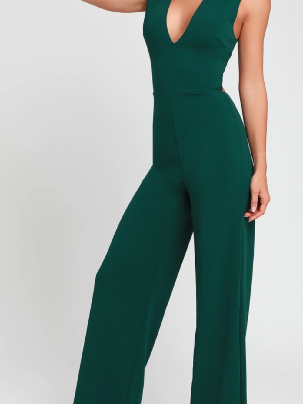 Lulus Thinking Out Loud Hunter Green Backless Jumpsuit - Size S - Picture 4 of 4